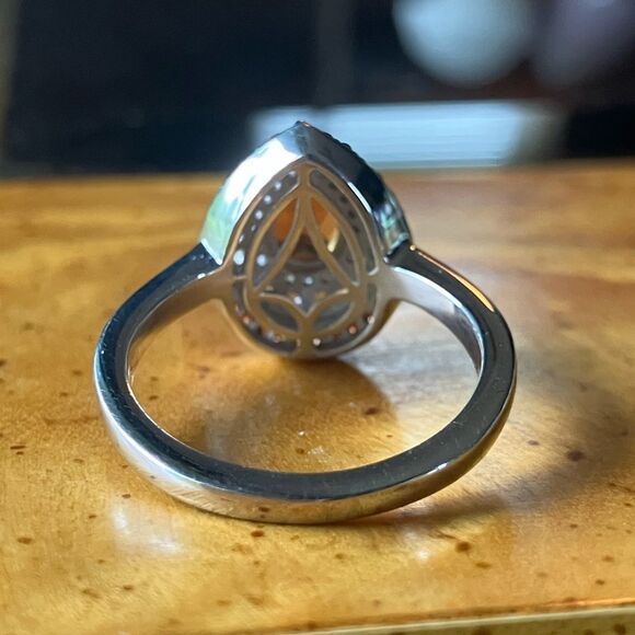 Natural Orange Garnet Sterling Silver Ring Size 7 - Picture 4 of 8